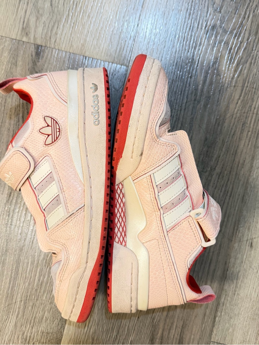 adidas Pink and Red Velcro Athletic Sneakers